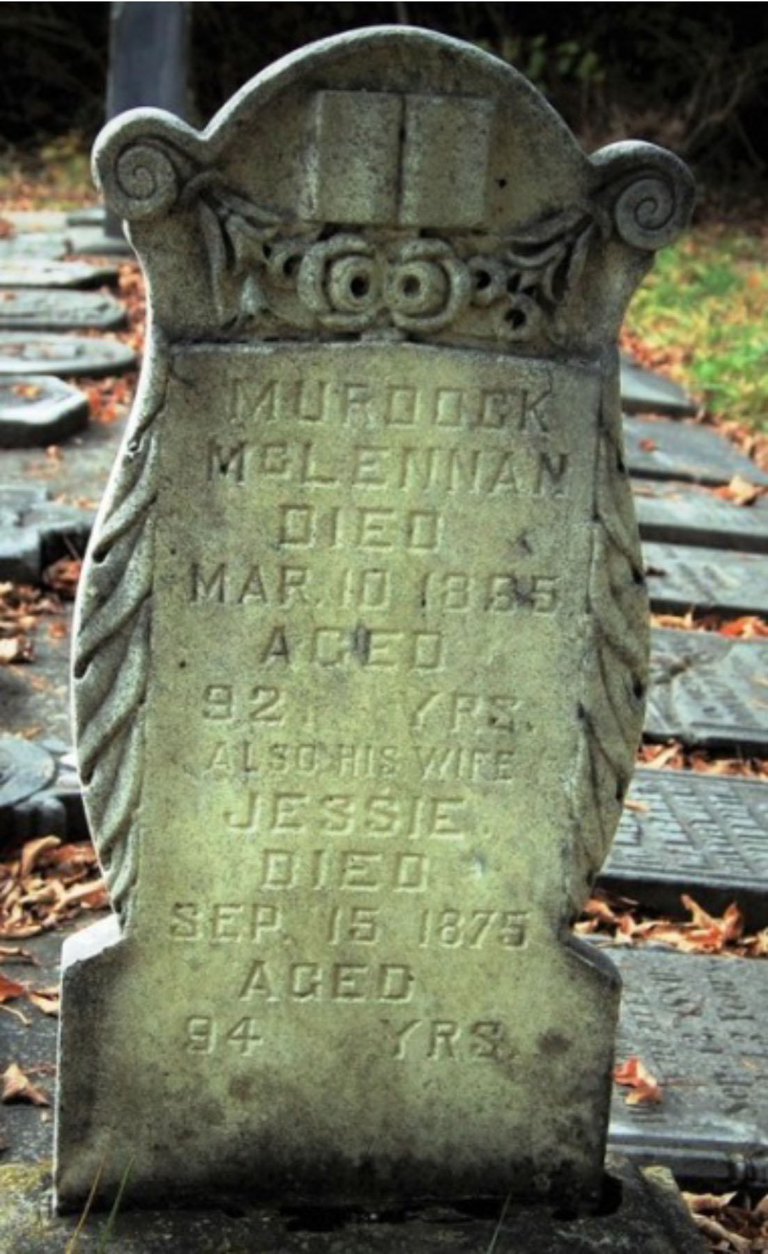 Photo of headstones/Murdoch and Jessie McLennan Headstone  Huron Presbyterian Cemetery Huron, Bruce County, Ontario, Canada
